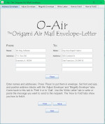 A picture of the first tab of the Origami Air Mail Envelope/Letter app, where you enter the names and addresses.