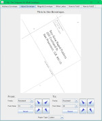 A picture of the 2nd tab of the Origami Air Mail Envelope/Letter app, where you move the address blocks and change fonts and font sizes.